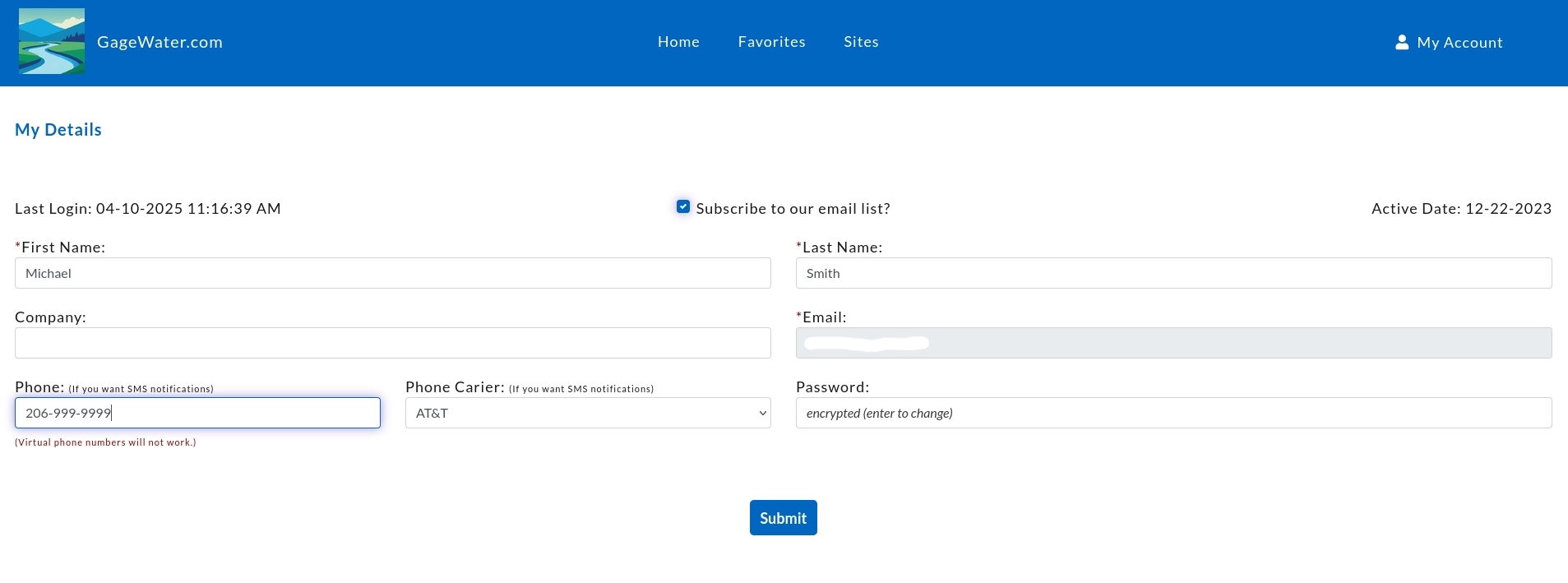 phone number entry