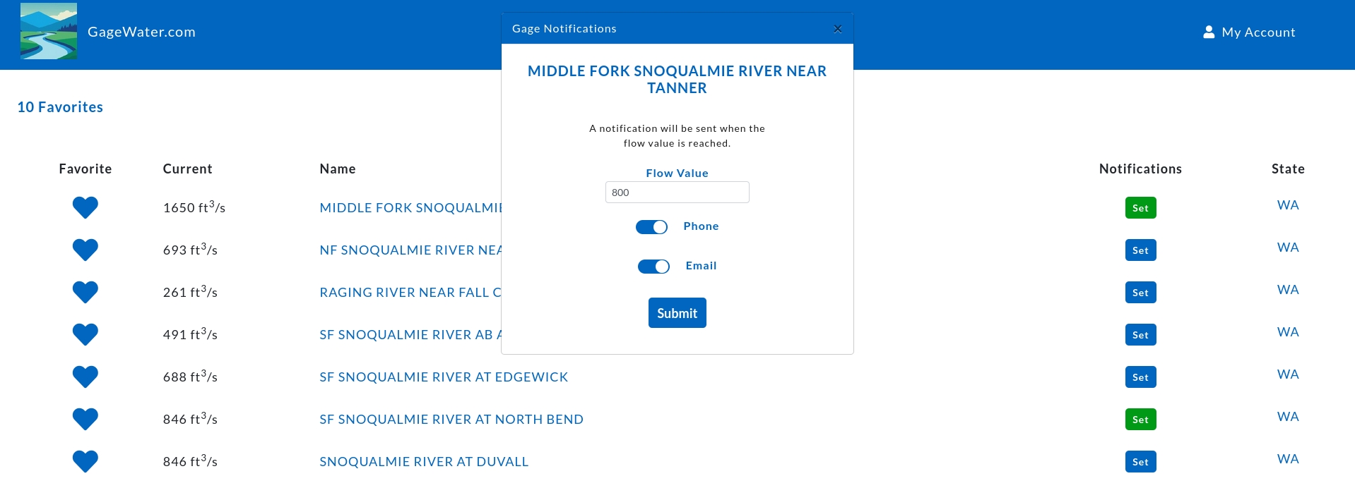 set gage trigger value
